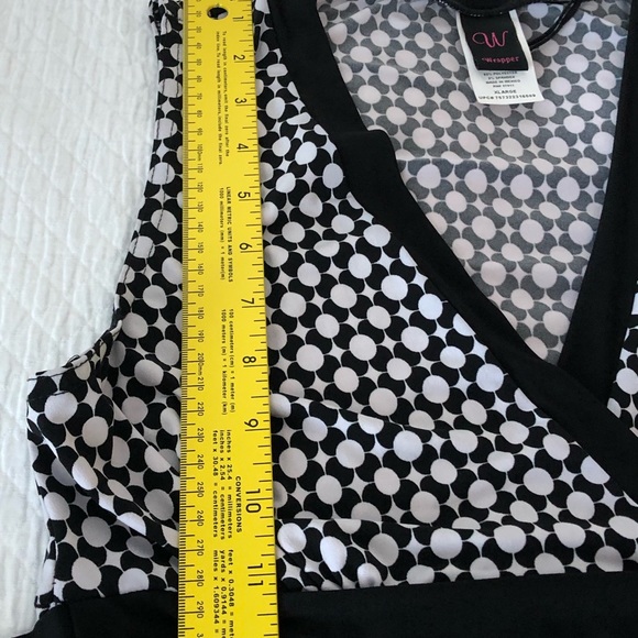 W Wrapper Dress Size XL Black White Wrap Sundress - Picture 6 of 7